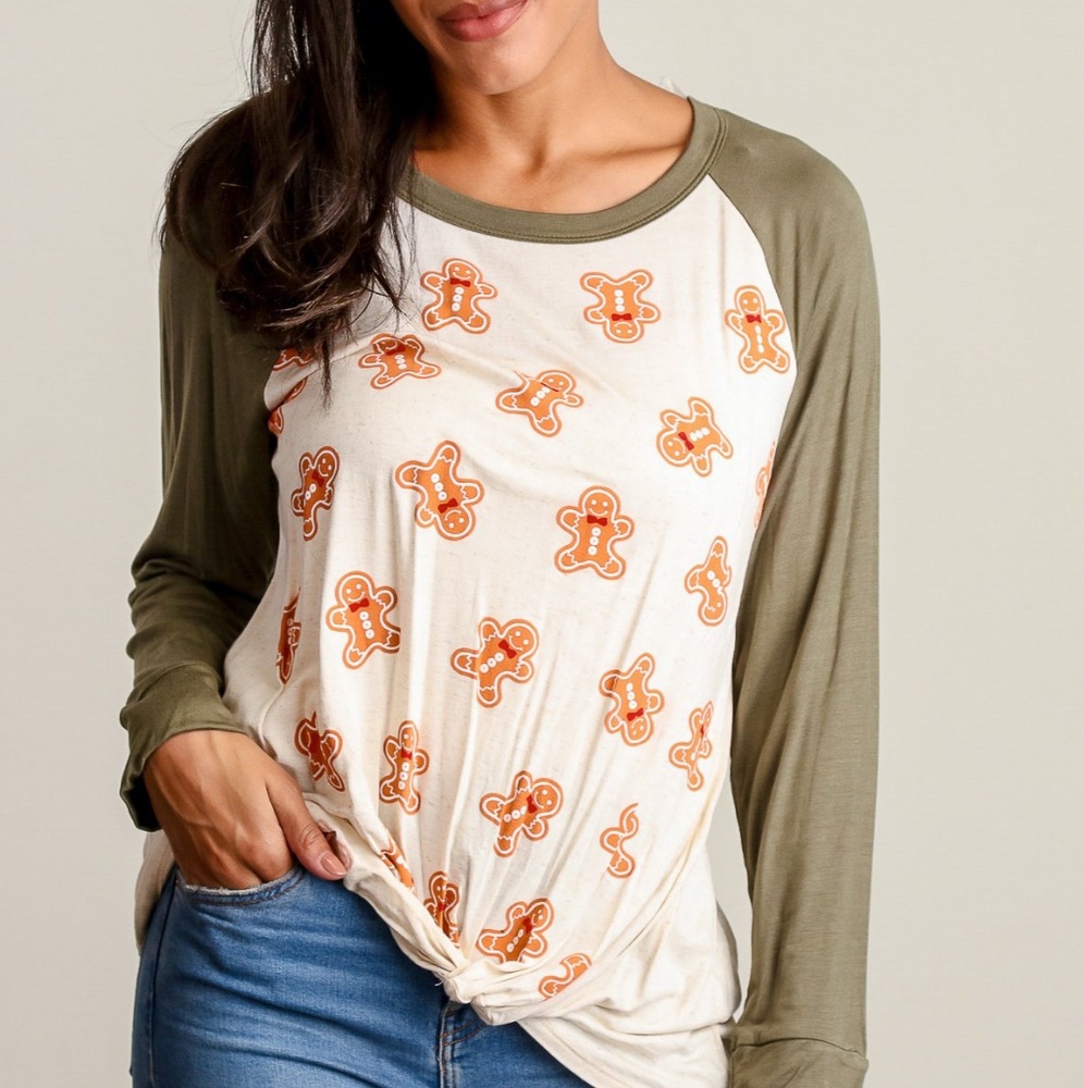 USA made Gingerbread Raglan shirt